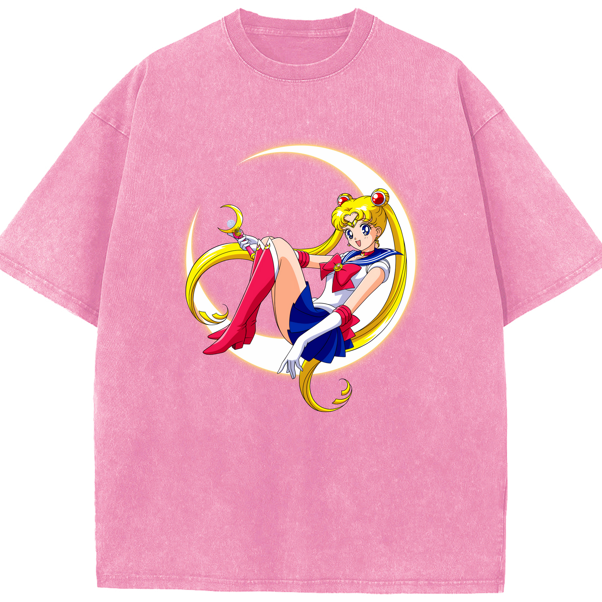 （画像用） 美少女戦士セーラームーン 月野 うさぎ つきの うさぎ Sailor Moon Tsukino Usagi 綿100% ヴィンテージ風 半袖Tシャツ（フロントプリント）